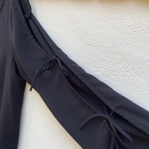 Aritzia Wilfred Pozzi Black Open Tie Sleeve Blouse Top Shirt Size Small - Picture 5 of 6
